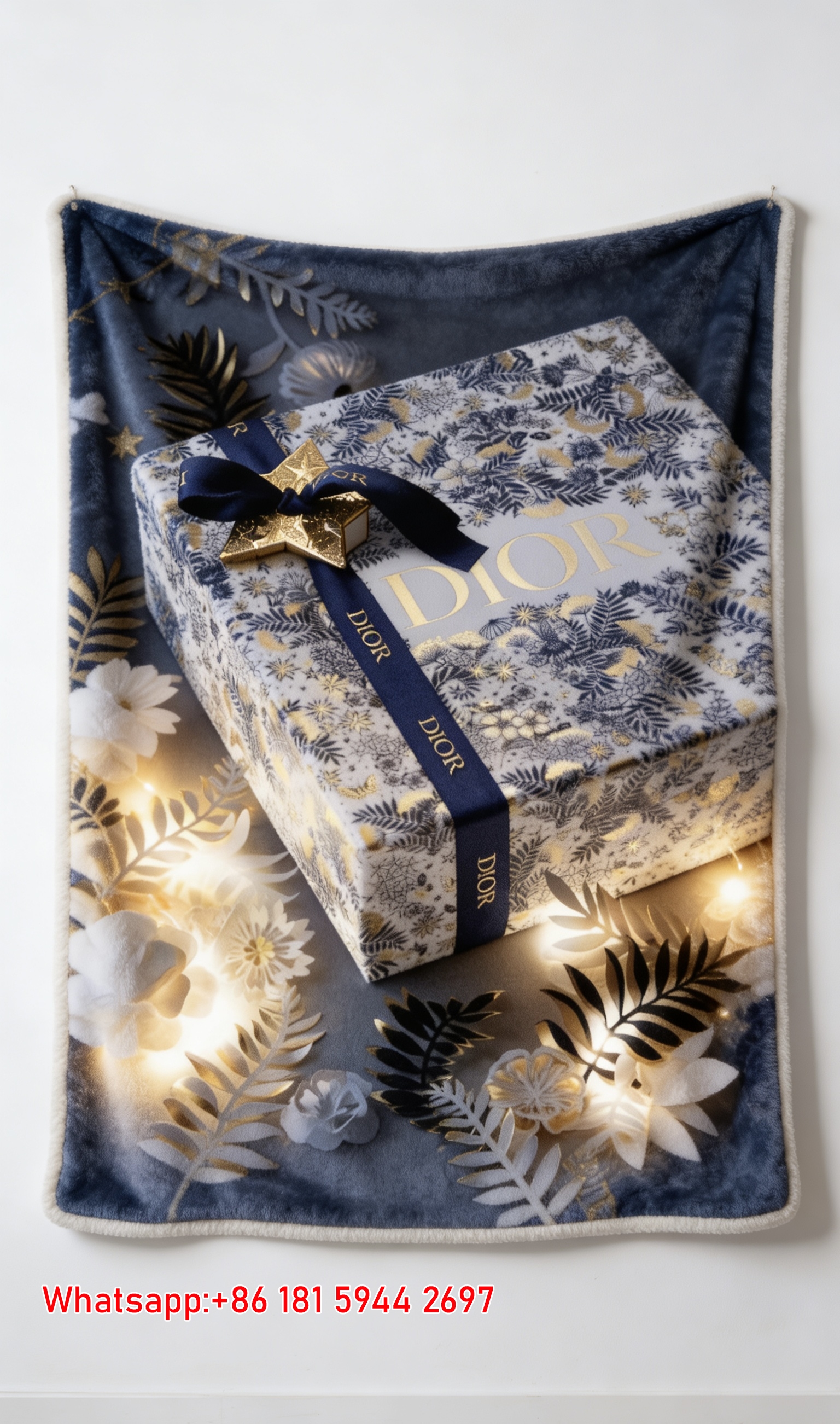 Dior Gift Box Print Flannel Sofa Throw Blanket D026